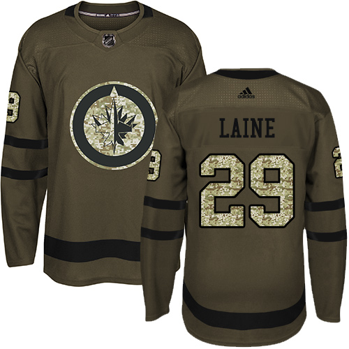 Adidas Jets #29 Patrik Laine Green Salute to Service Stitched Youth NHL Jersey